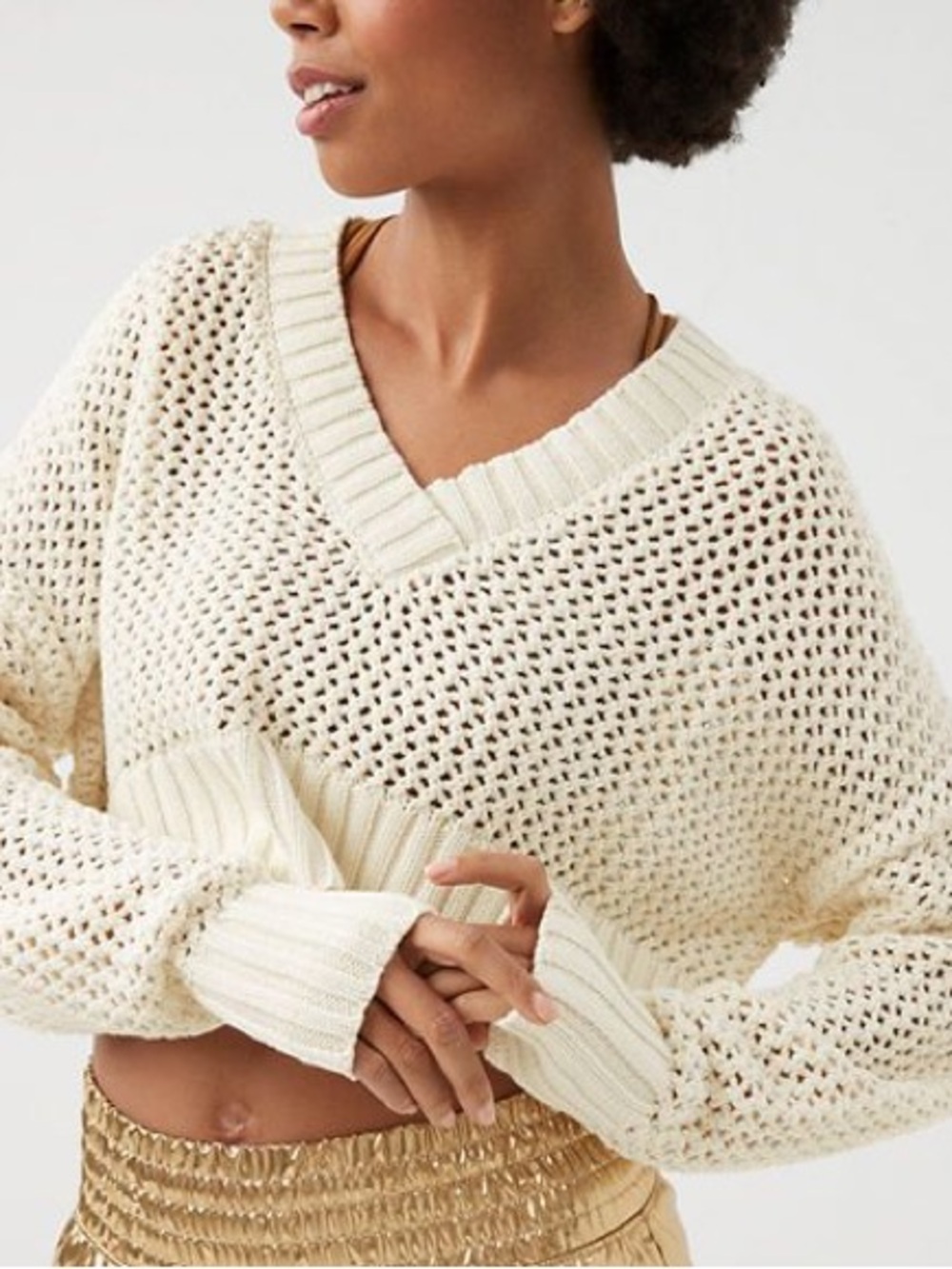 Aerie Crochet Knit Sweater Size Small